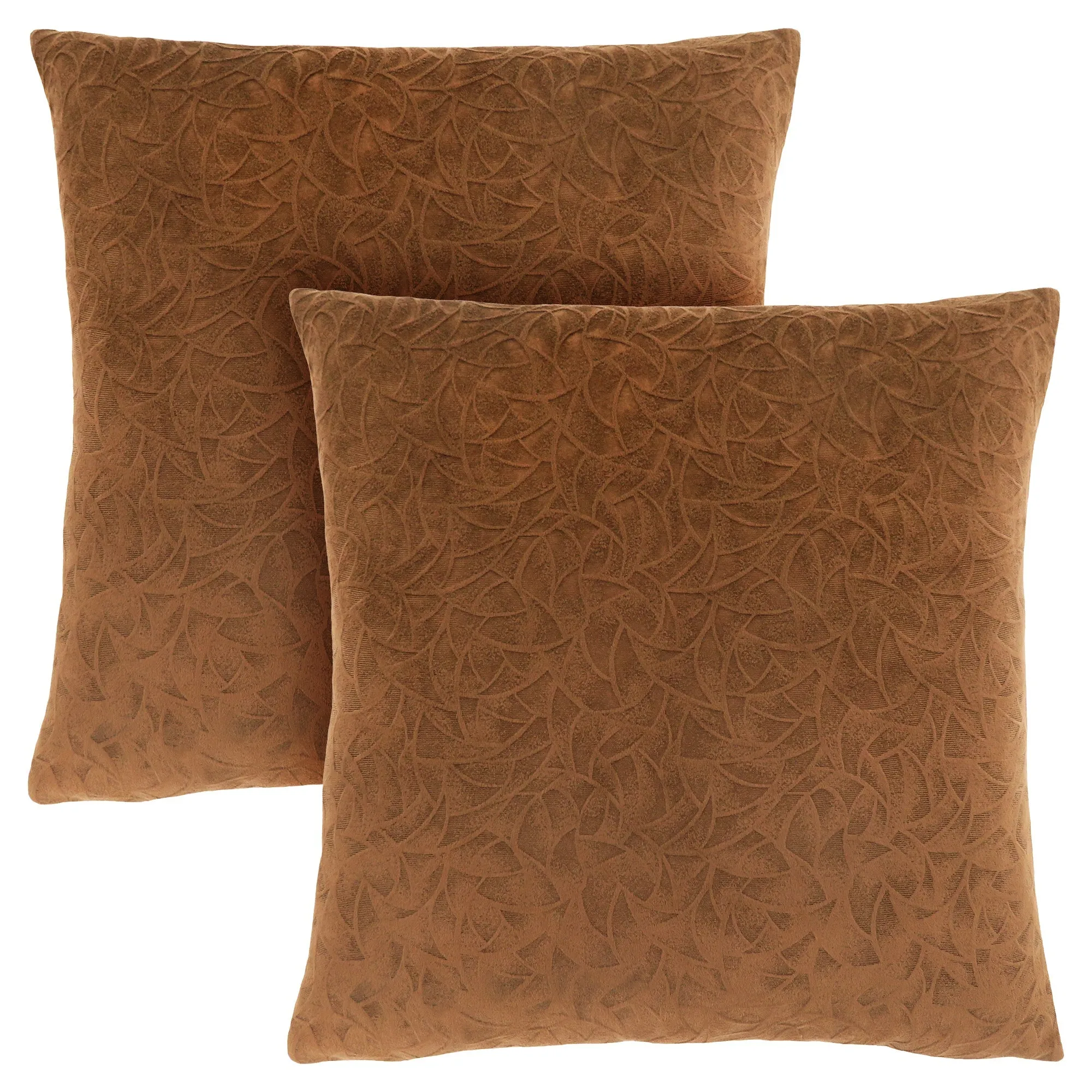 Pillow - 18"X 18" / Light Brown Floral Velvet / 2Pcs