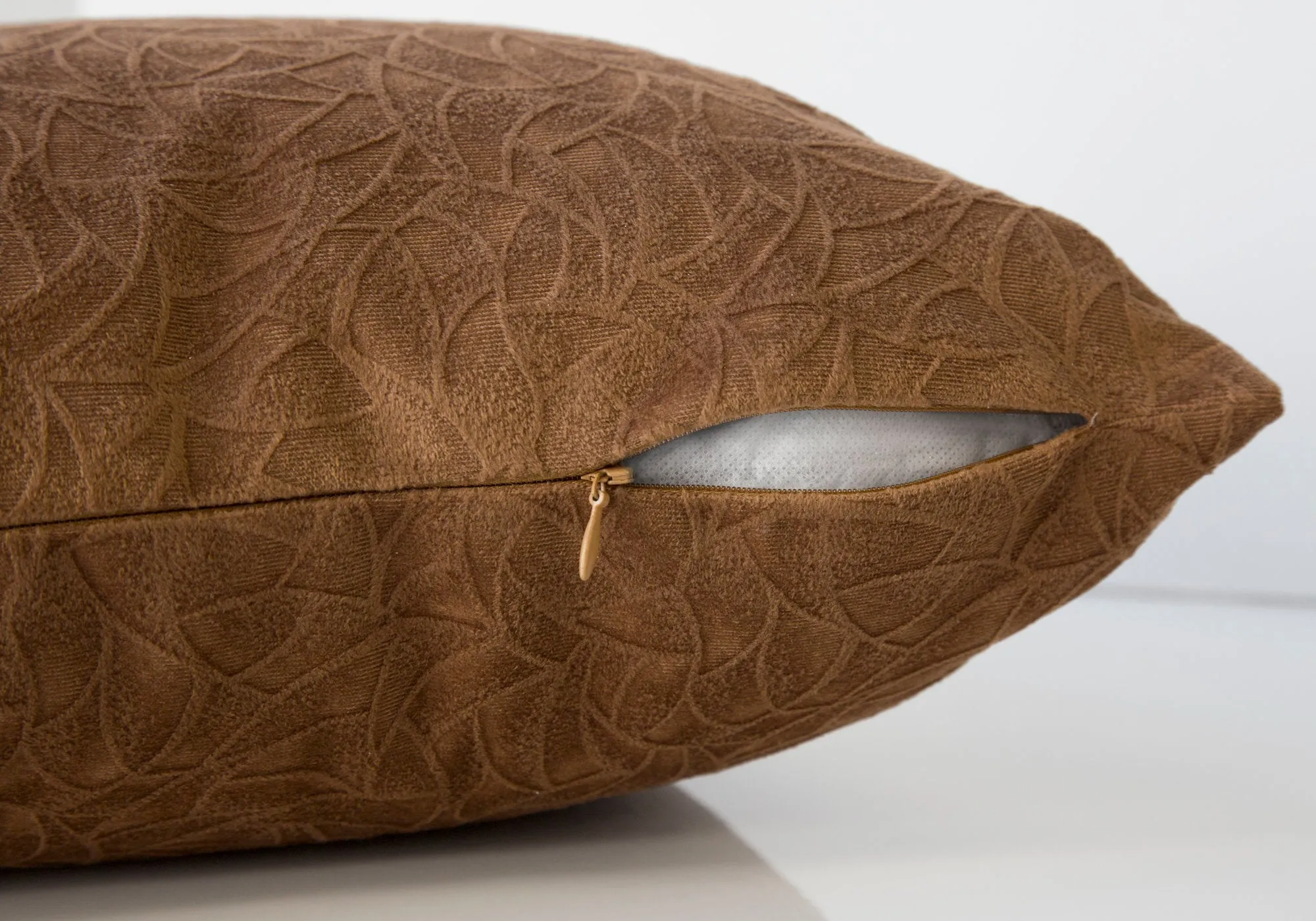 Pillow - 18"X 18" / Light Brown Floral Velvet / 2Pcs