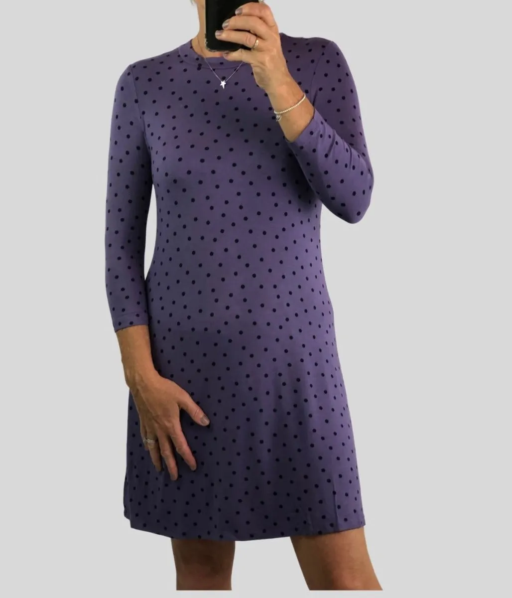 Purple Spot Jersey Dress 6