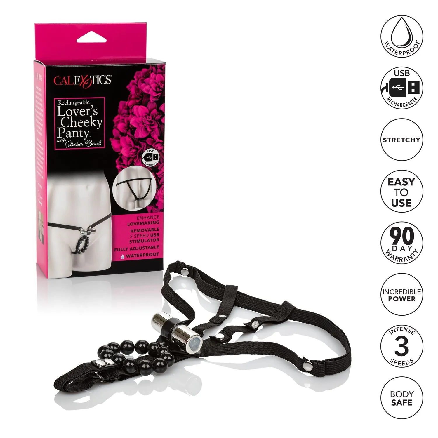 Rechargeable Lover's Cheeky Panty W- Stroker Beads