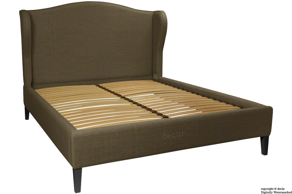 Regency Linen Winged Bed - Nutmeg