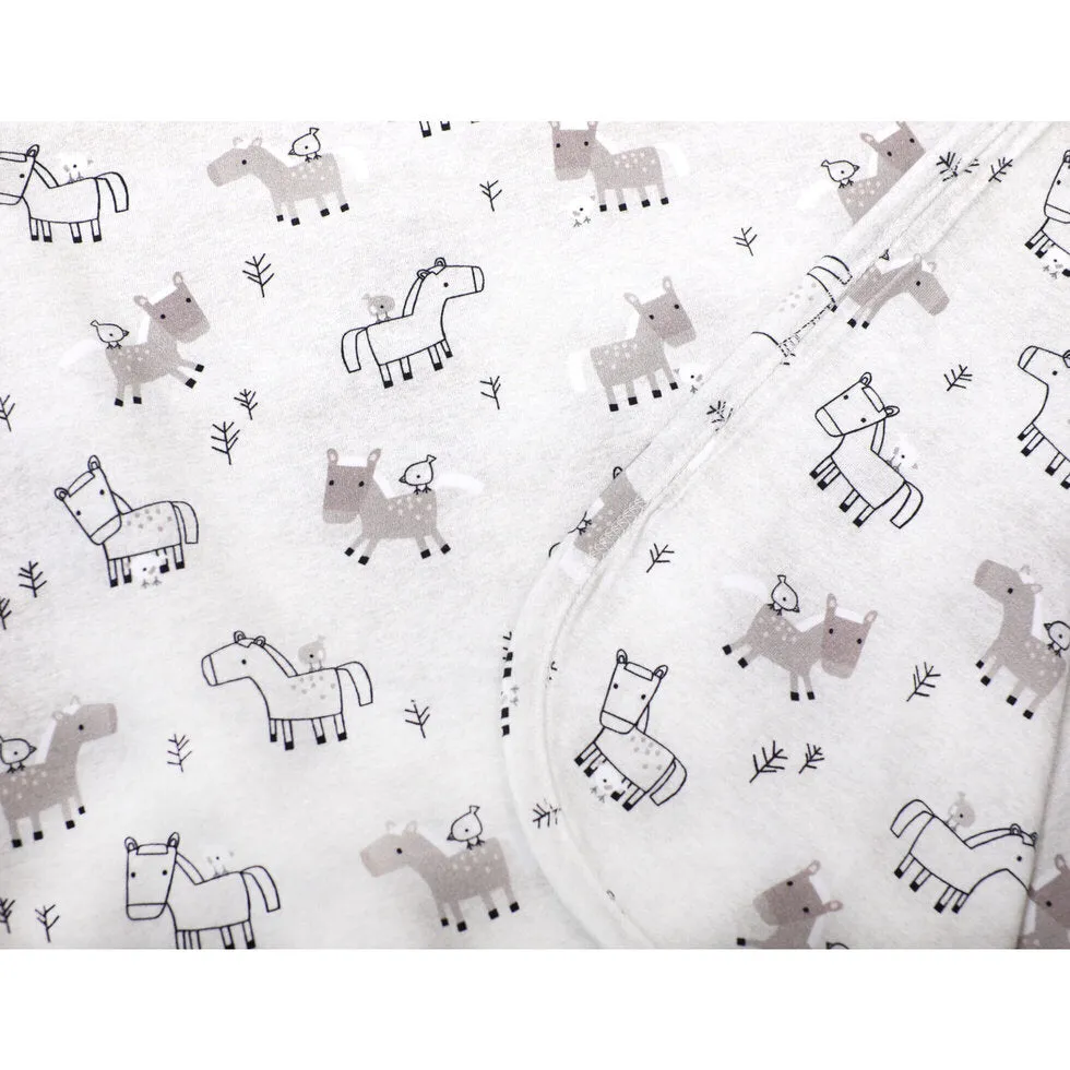 Reversible Organic Horse & Bird Baby Blanket