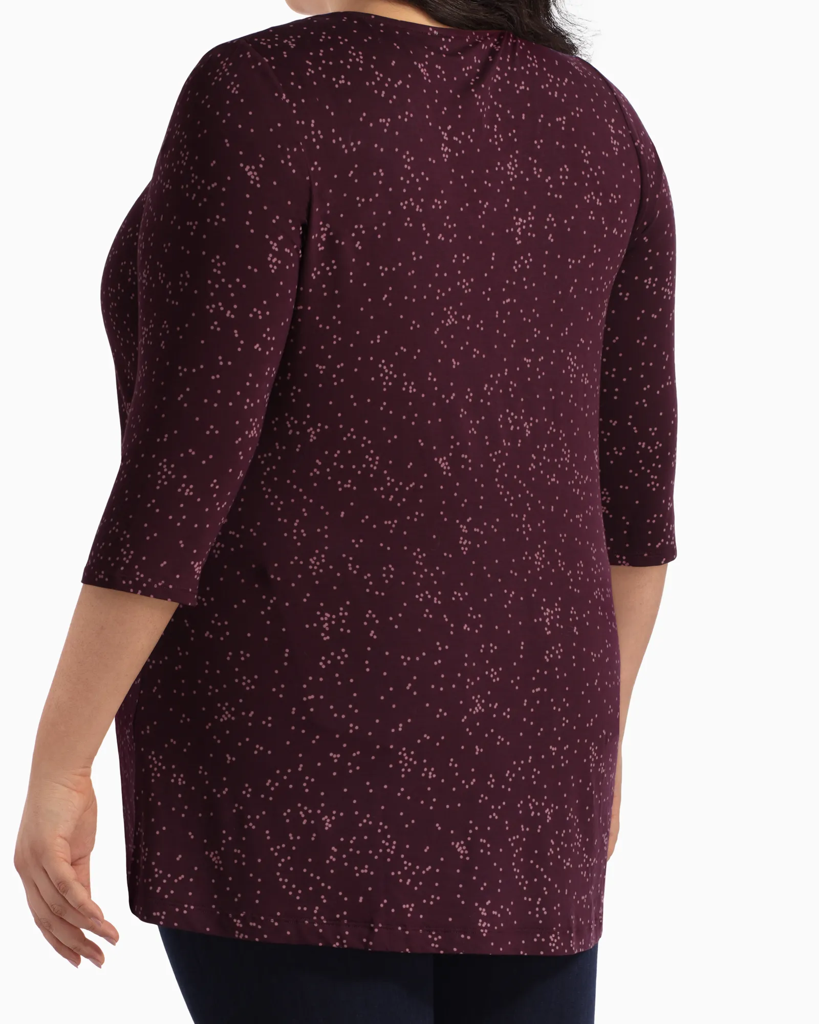 Roxana Zip-Neck Swing Top | Burgundy / Pink
