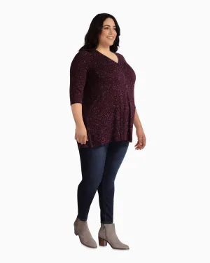 Roxana Zip-Neck Swing Top | Burgundy / Pink