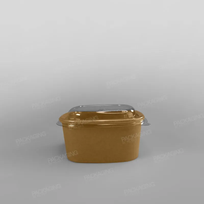 rPET Lid For Sabert Premium Square Food Bowl - Kraft