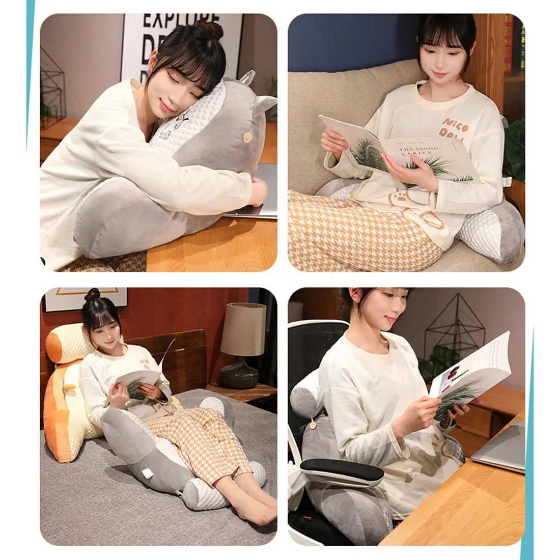 Triangular Solid Color Lumbar Support Pillow for Bedside
