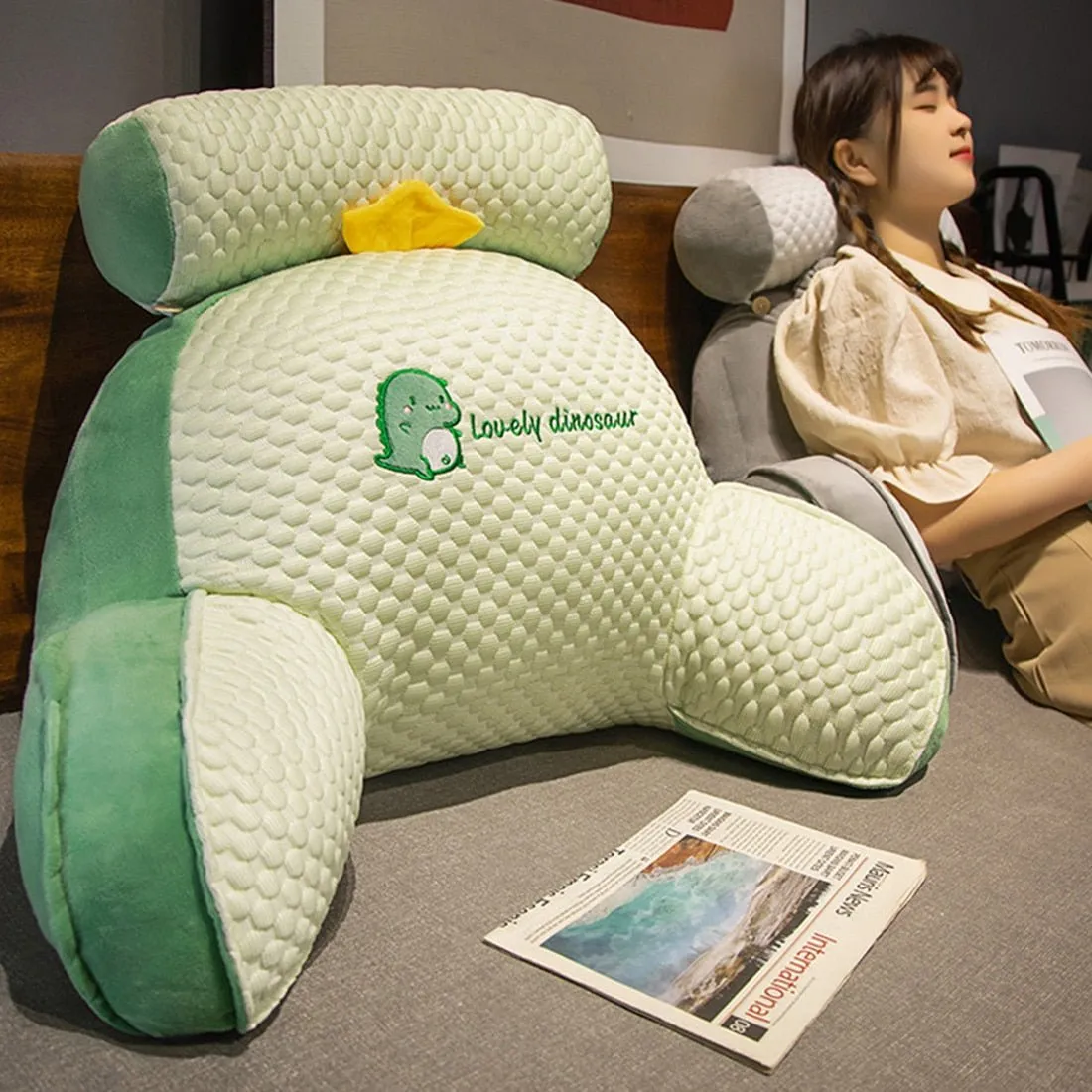 Triangular Solid Color Lumbar Support Pillow for Bedside