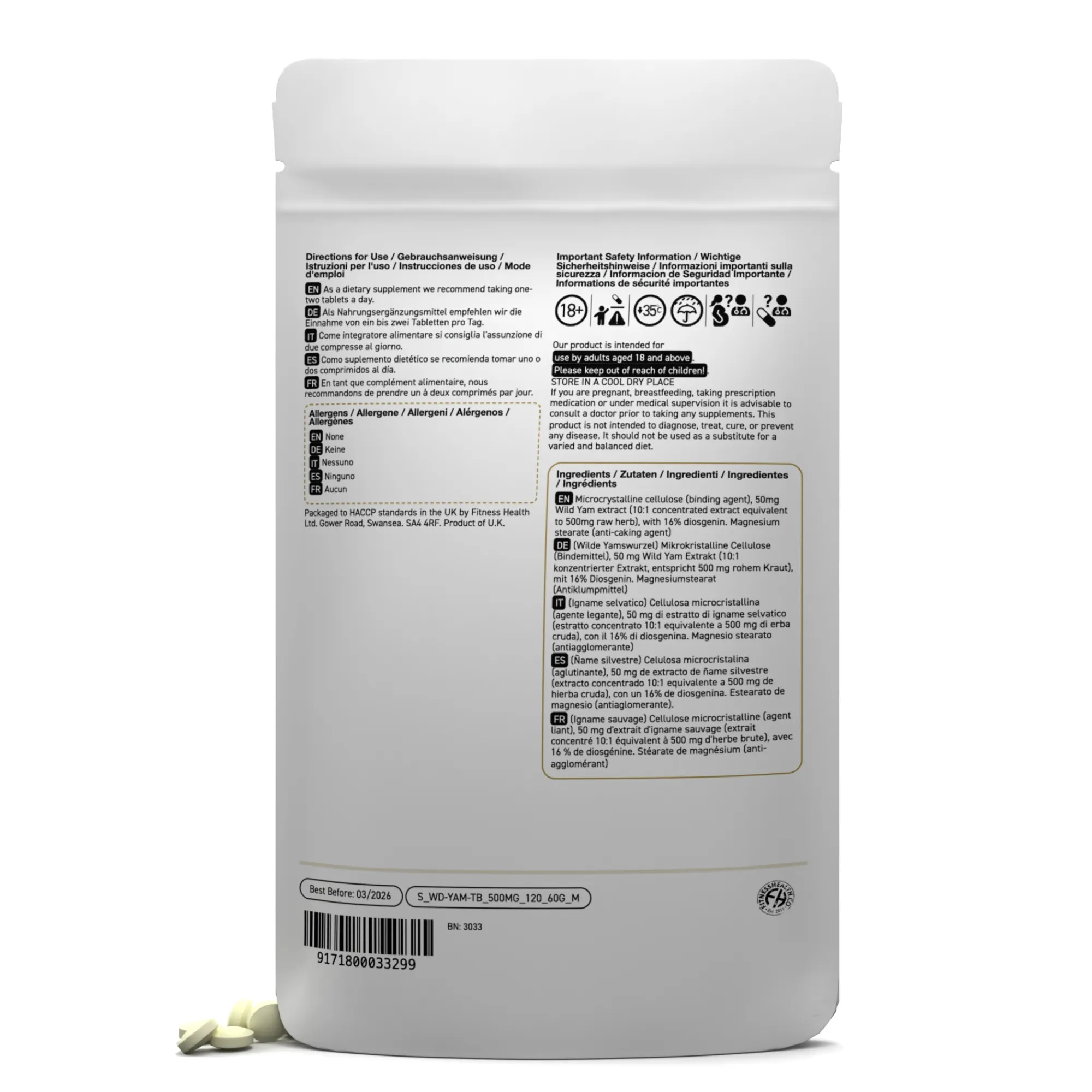 Wild Yam 500mg tablets