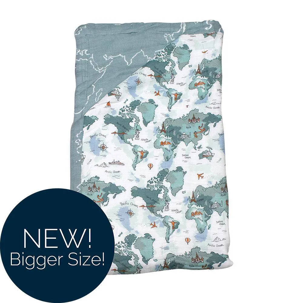 World Map   Someday Oh So Soft Muslin Super Snuggle Blanket