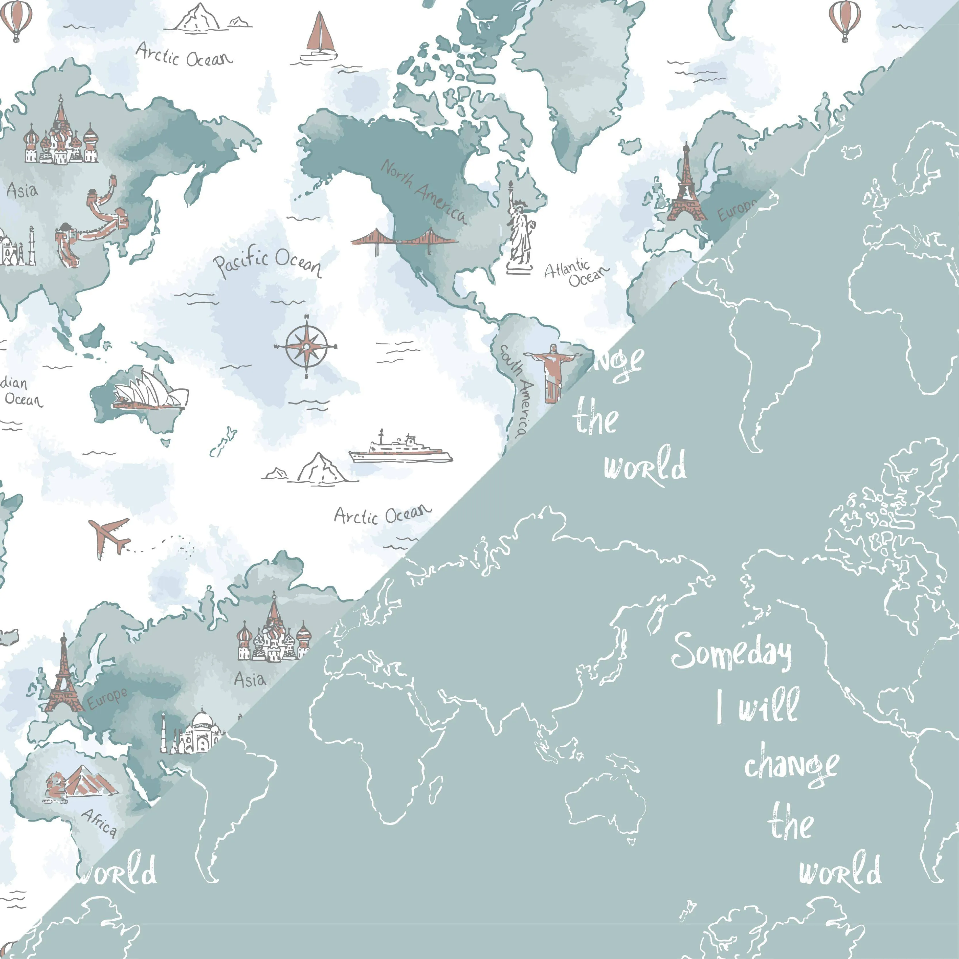 World Map   Someday Oh So Soft Muslin Super Snuggle Blanket