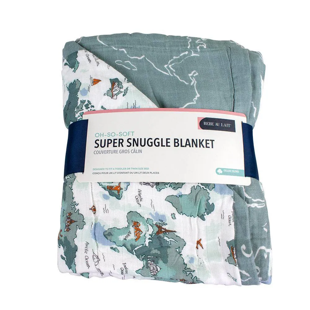 World Map   Someday Oh So Soft Muslin Super Snuggle Blanket